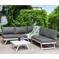 Knoxville L-Shaped Garden Corner Seating Set - Grey, Aluminium