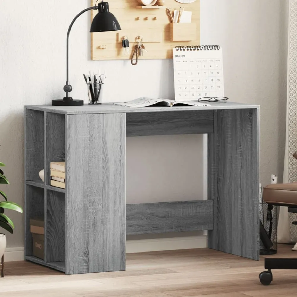Knutsford Laptop Desk with 4 Shelves - Grey, Engineered Wood