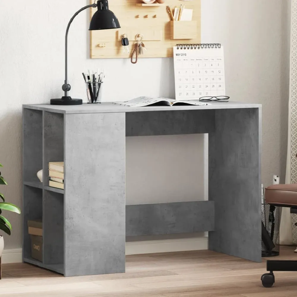 Knutsford Laptop Desk with 4 Shelves - Grey, Engineered Wood