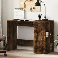 Knutsford Laptop Desk with 4 Shelves - Smoked Oak, Engineered Wood