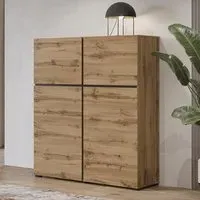 Kodak 4-Door Highboard - Wotan Oak, Laminated Board