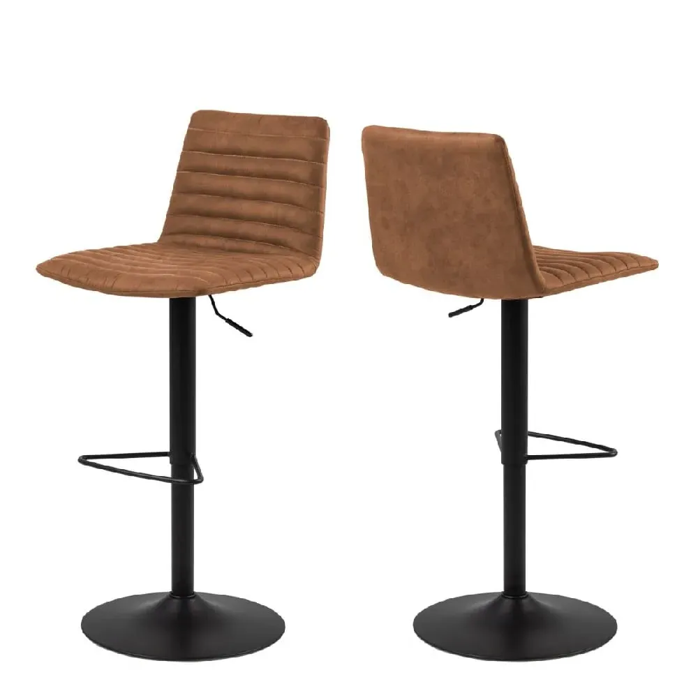 Kodak Bar Stools with Swivel & Footrest (Pair) - Brown, Fabric product