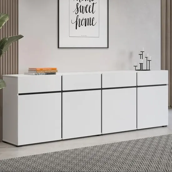 Kodak Sideboard with 4 Doors 4 Drawers - White