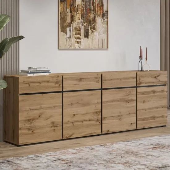 Kodak Sideboard with 4 Doors 4 Drawers - Wotan Oak