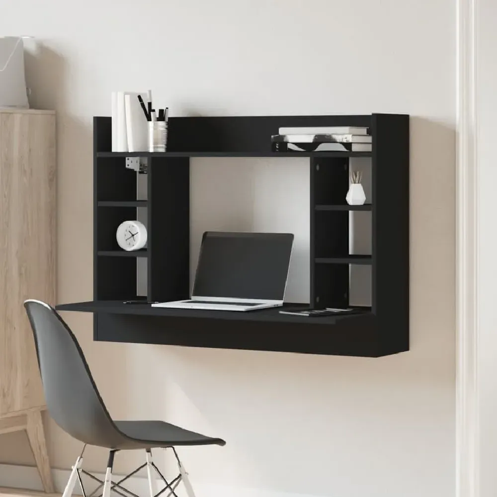 Kodak Wall Mounted Laptop Desk with Storage - Black