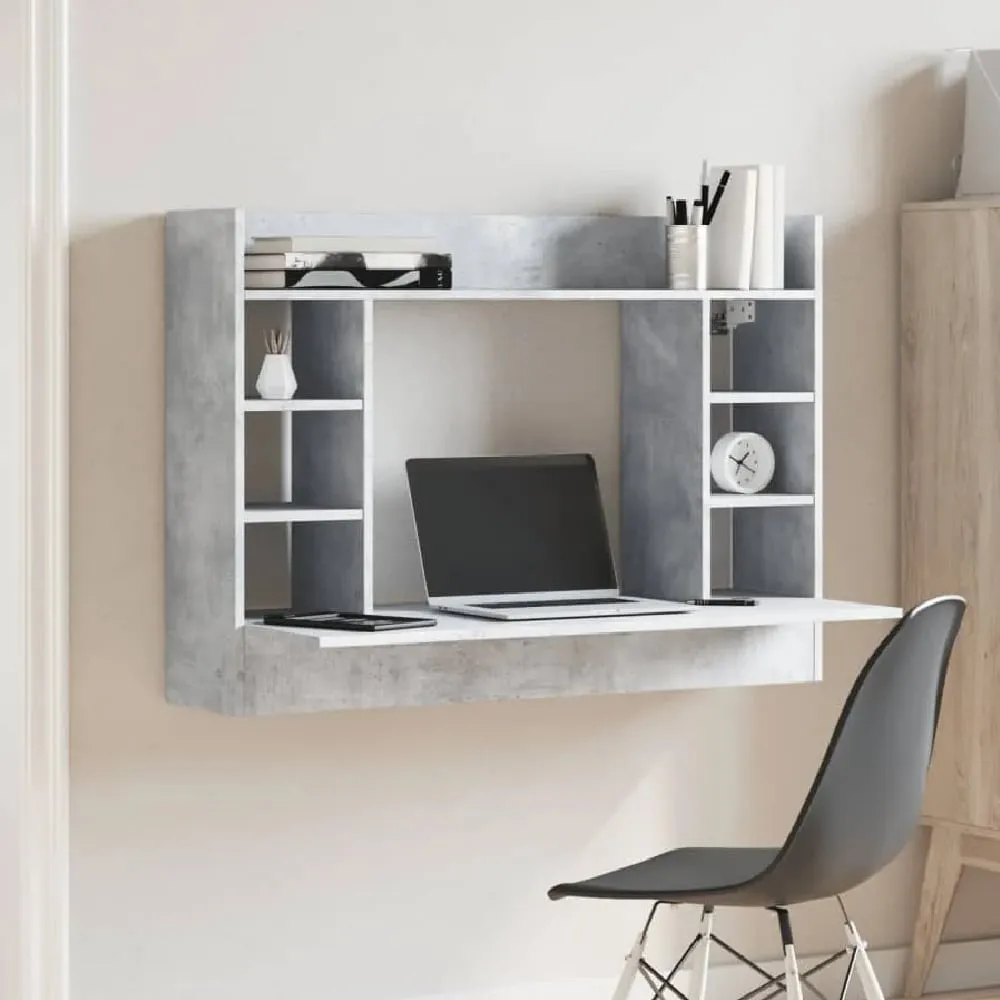 Kodak Wall Mounted Laptop Desk with Storage - Grey