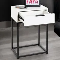 Kodiak Bedside Cabinet with Drawer - White, Wood