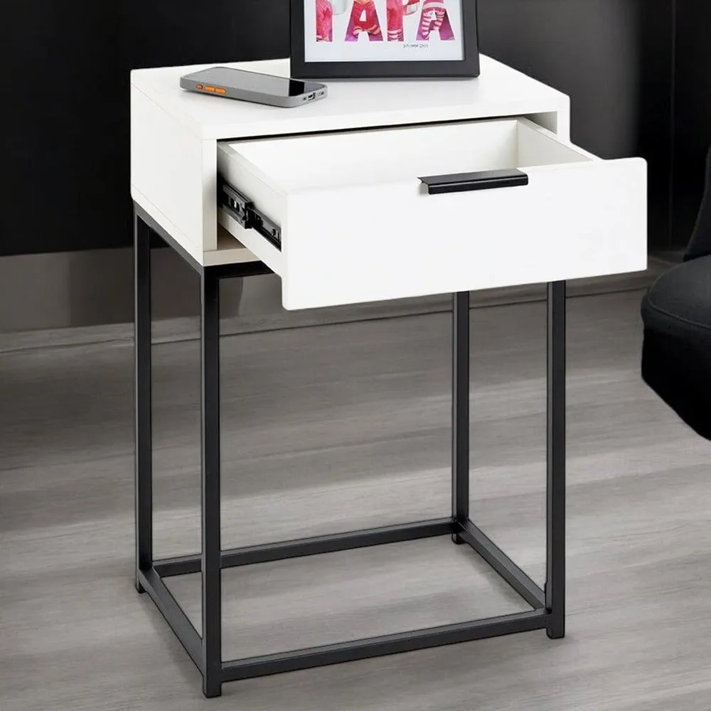 Kodiak Bedside Cabinet with Drawer - White, Wood image