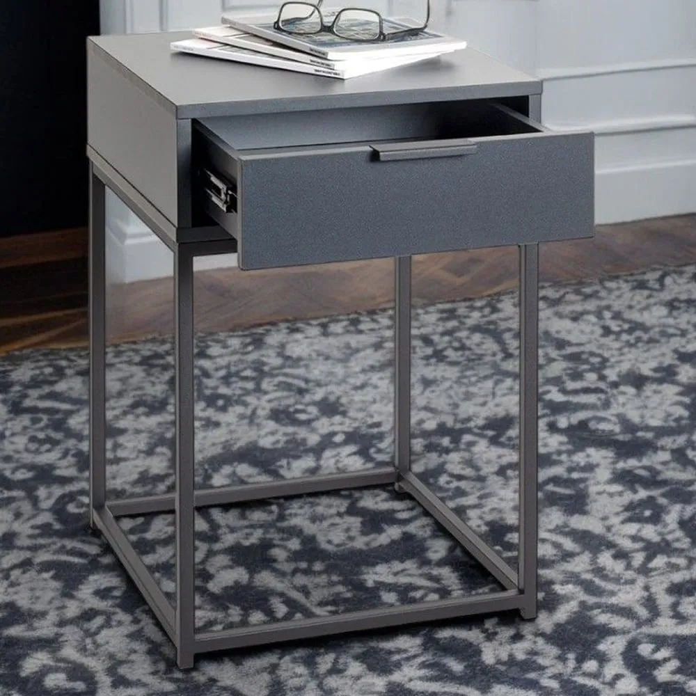 Kodiak Large Bedside Cabinet with Drawer - Anthracite, Wood