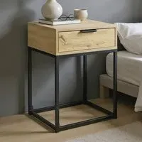 Kodiak Large Bedside Cabinet with Drawer - Oak, Wood