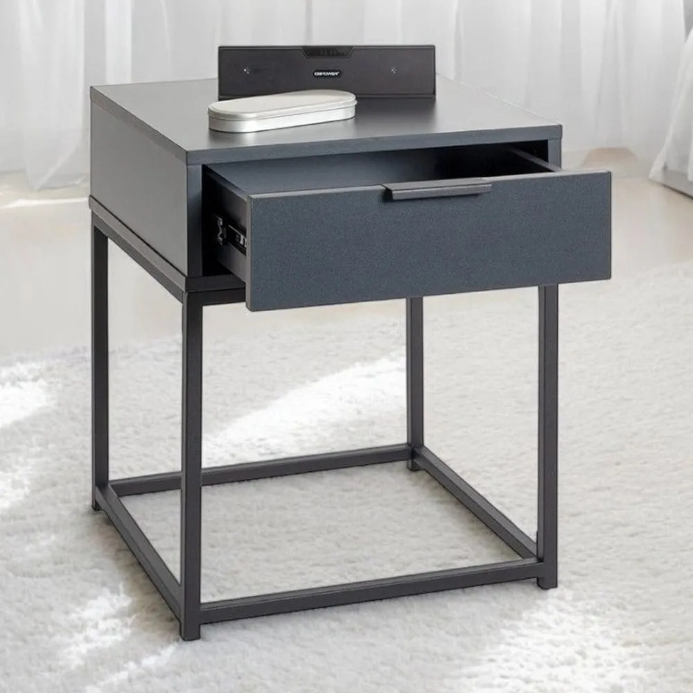 Kodiak Medium Bedside Cabinet with Drawer - Anthracite, Wood