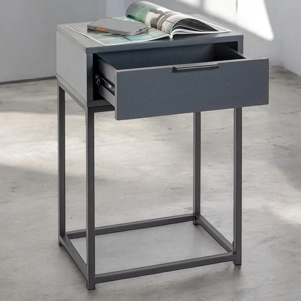Kodiak Small Bedside Cabinet with Drawer - Anthracite, Wood