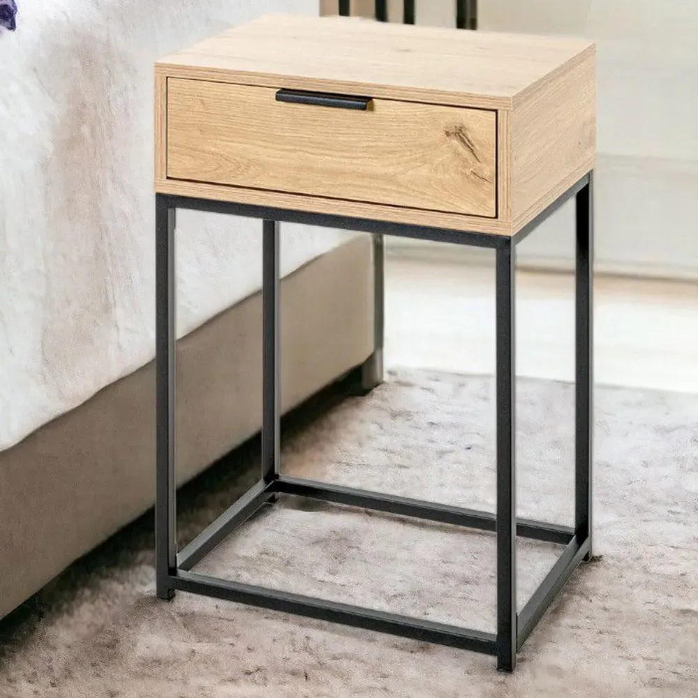 Kodiak Small Bedside Cabinet with Drawer - Oak, Wood