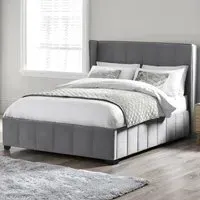 Kokomo King Size Bed with Winged Headboard - Grey, Velvet