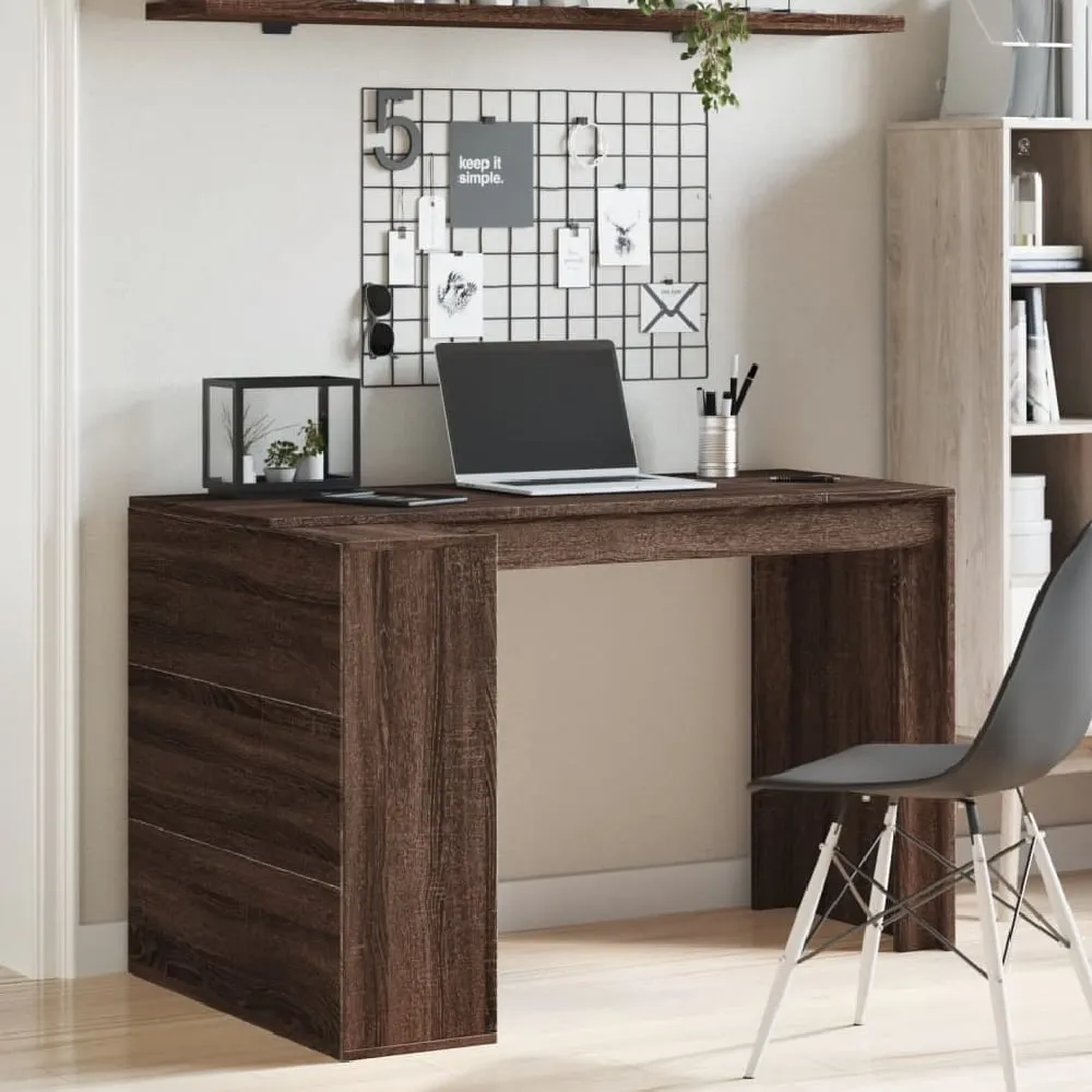 Kokomo Laptop Desk with 4 Shelves - Brown Oak, Engineered Wood image