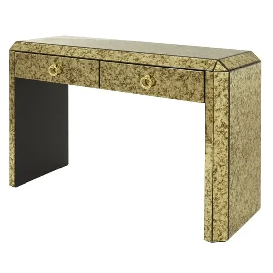 Koma Mirrored Console Table with 2 Drawers - Gold