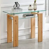 Kontrast Glass Console Table with Undershelf - Oak