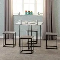 Koror Stowaway Dining Set with 4 Stools - Stone Effect