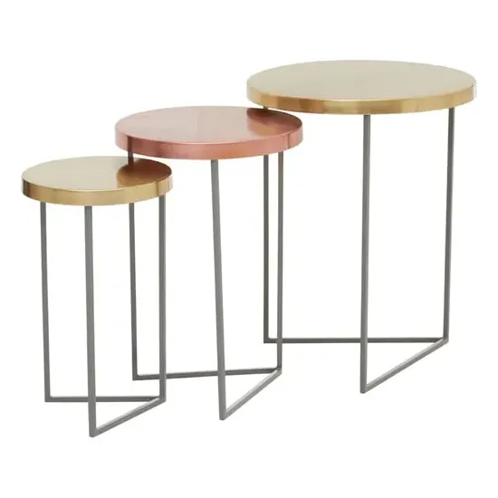Koura Metal Nest of 3 Tables - Gold, Grey