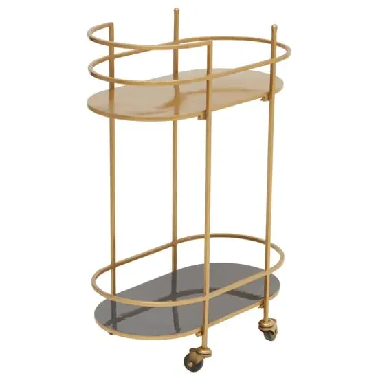 Koura Metal Rolling Drinks Trolley - Gold, Grey