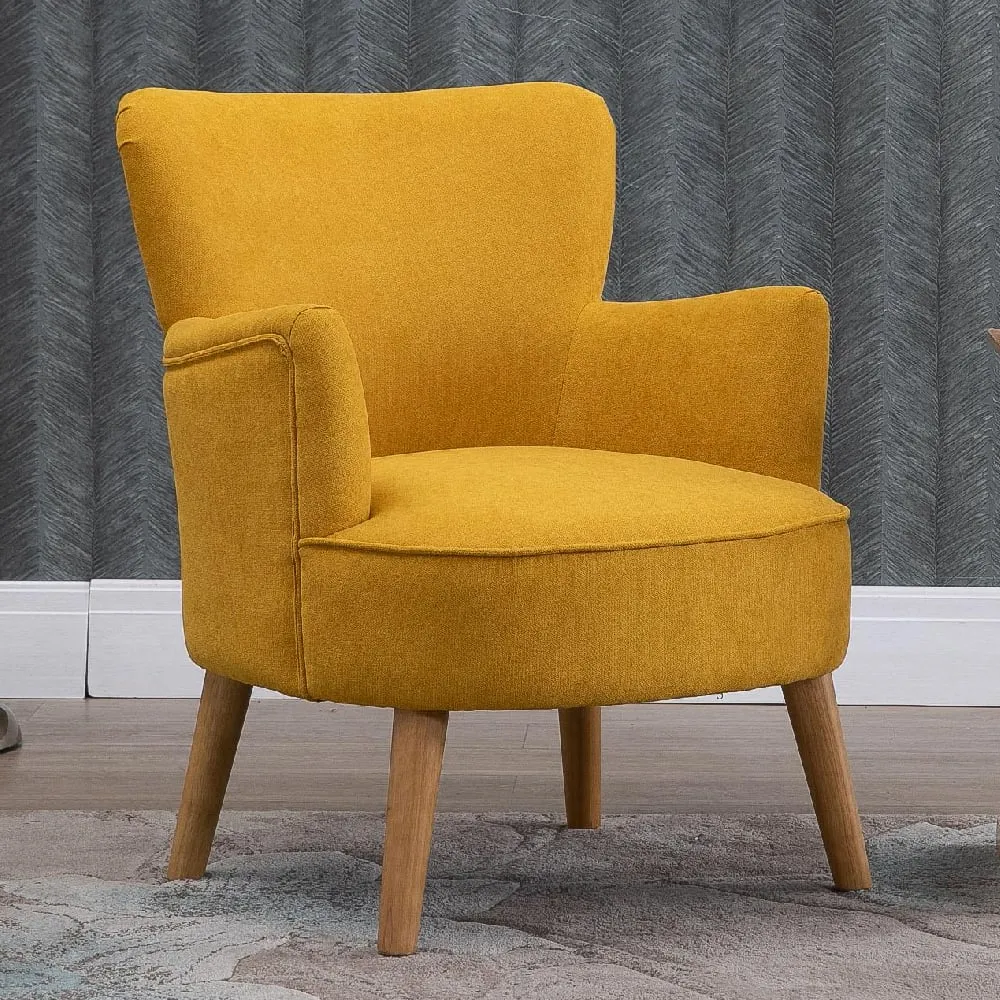 Krabi Fabric Armchair - Ochre, Oak