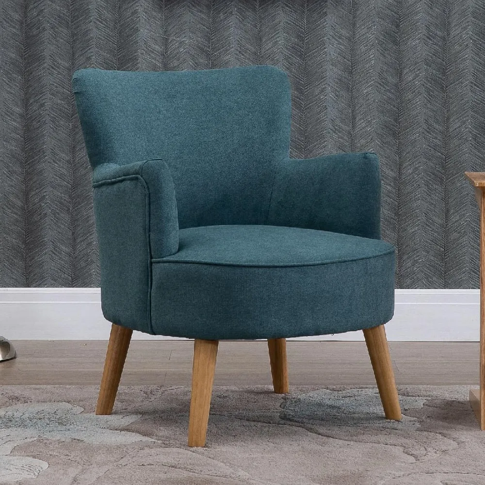 Krabi Fabric Armchair - Teal, Oak