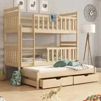 Krakow Bunk Bed with Trundle and Storage - Pine, Wood