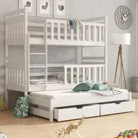 Krakow Bunk Bed with Trundle and Storage - White, Wood