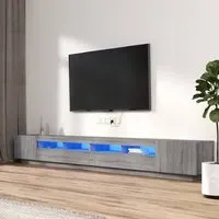 Krakow Large TV Stand with LED - Grey Sonoma
