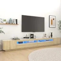 Krakow Large TV Stand with LED - Sonoma Oak, Engineered Wood alternate view