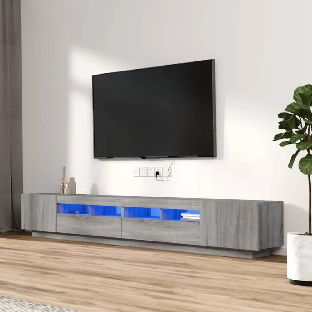 Krakow Small TV Stand with LED - Grey Sonoma