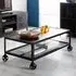 Kristel Rectangular Coffee Table with Wheels - Dark Iron