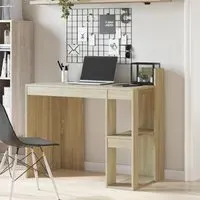 Krum Laptop Desk with 2 Shelves - Sonoma Oak, Engineered Wood