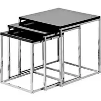Krystal Set of 3 Nesting Tables - Black Gloss, Chrome