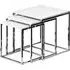 Krystal Set of 3 Nesting Tables - White, Chrome