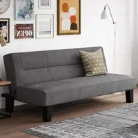Kubota Velvet Sofa Bed with Wooden Legs - Grey
