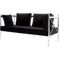 Kurhah 2-Seater Sofa with Lattice Frame - Black, Velvet