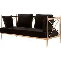 Kurhah 2-Seater Sofa with Lattice Frame - Black, Velvet