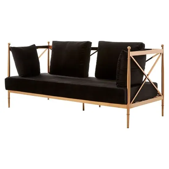 Kurhah 2-Seater Sofa with Lattice Frame - Black, Velvet