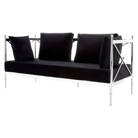 Kurhah 2-Seater Sofa with Lattice Frame - Black, Velvet image