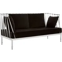 Kurhah 2 Seater Sofa with Silver Tapered Frame - Black, Velvet alternate view