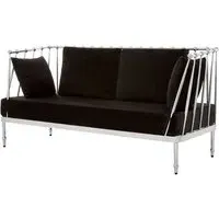 Kurhah 2-Seater Sofa with Tapered Frame - Black, Velvet