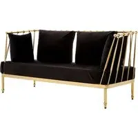 Kurhah 2-Seater Sofa with Tapered Frame - Black, Velvet