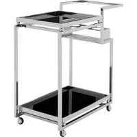 Kurhah 2 Tier Drinks Trolley with Wine Holders - Black, Steel