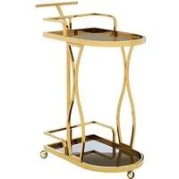 Kurhah 2-Tier Serving Trolley - Black, Tempered Glass alternate view