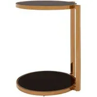 Kurhah 2 Tier Side Table - Black, Rose Gold Steel