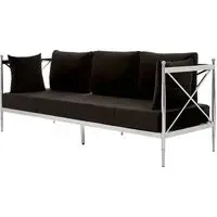 Kurhah 3-Seater Sofa with Lattice Frame - Black, Velvet