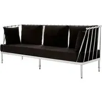 Kurhah 3-Seater Sofa with Tapered Frame - Black, Velvet