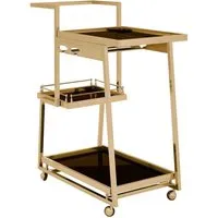 Kurhah 3 Tier Drinks Trolley - Black, Tempered Glass alternate view