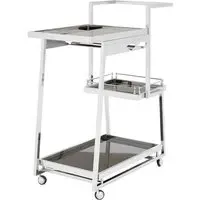 Kurhah 3 Tier Drinks Trolley with Stemware Rails - Black, Steel